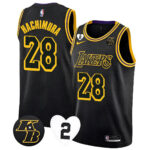 Rui Hachimura 28 Los Angeles Lakers Kobe & Gigi Patch 2023 Jersey - Black Mamba