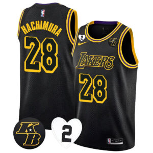 Rui Hachimura 28 Los Angeles Lakers Kobe & Gigi Patch 2023 Jersey - Black Mamba