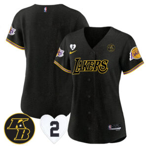 Los Angeles Lakers Kobe & Gigi Patch Baseball Jersey - Black Mamba