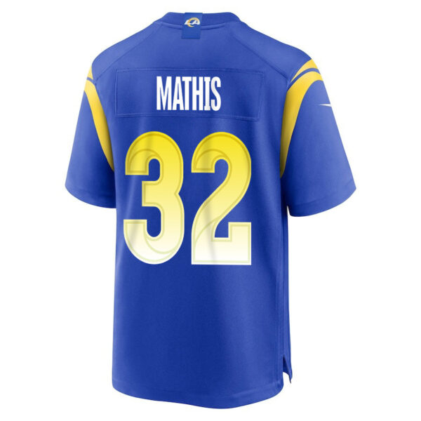 Ochaun Mathis 32 Los Angeles Rams 2023 Playoffs Patch Game Men Jersey - Royal