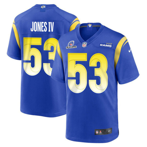 Ernest Jones IV 53 Los Angeles Rams 2023 Playoffs Patch Game Men Jersey - Royal