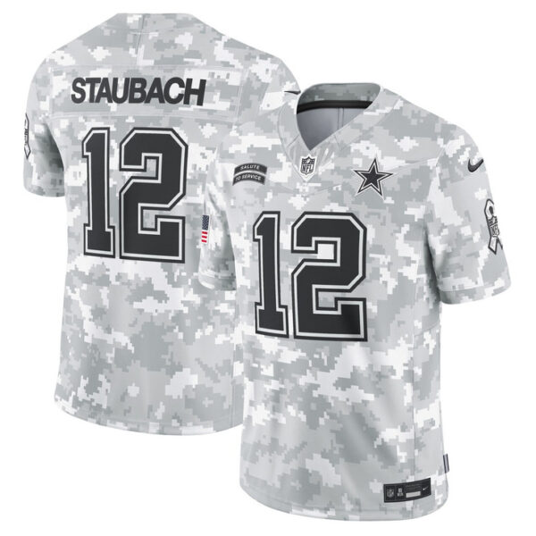 Roger Staubach Dallas Cowboys 2024 Salute to Service Retired Player Limited Jersey - Arctic Camo