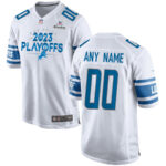 Detroit Lions One Pride 2023 Playoffs Game Men Custom Jersey - White