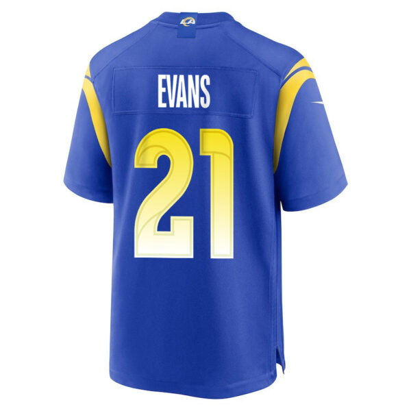 Zach Evans 21 Los Angeles Rams 2023 Playoffs Patch Game Men Jersey - Royal