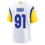 Kobie Turner 91 Los Angeles Rams 2023 Playoffs Patch Game Men Jersey - White