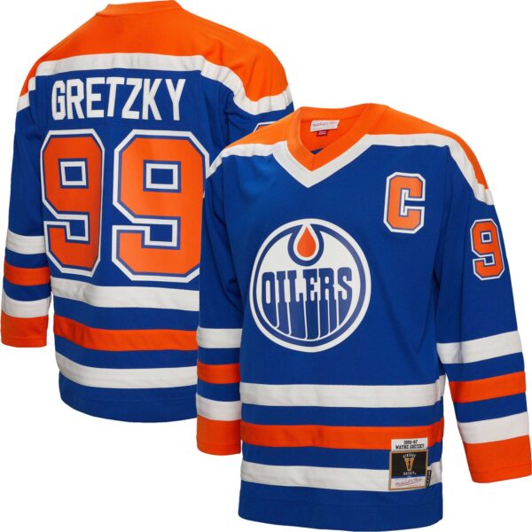Wayne Gretzky Edmonton Oilers Mitchell & Ness Captain Patch 1986/87 Blue Line Player Jersey - Royal