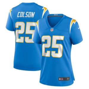 Junior Colson 25 Los Angeles Chargers Women's Game Jersey - Powder Blue