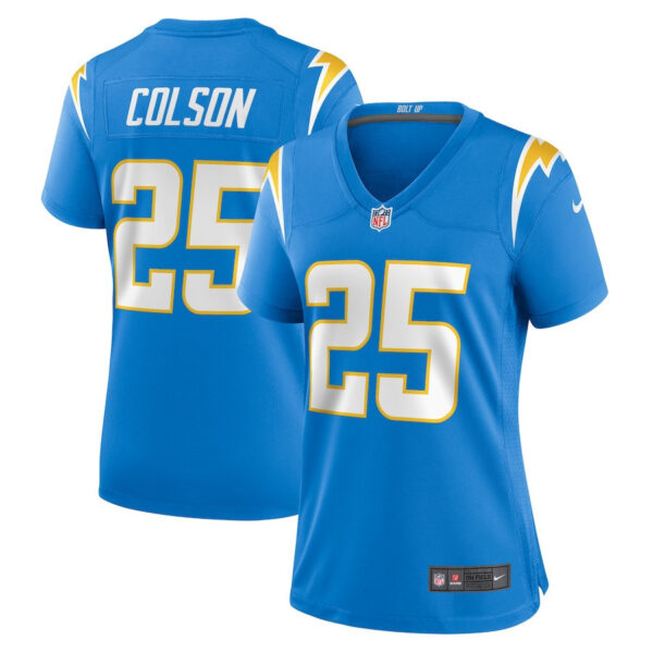 Junior Colson 25 Los Angeles Chargers Women's Game Jersey - Powder Blue