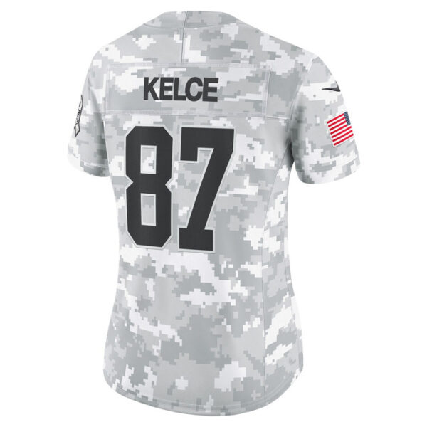 Travis Kelce Kansas City Chiefs Women's 2024 Salute to Service Limited Jersey - Arctic Camo
