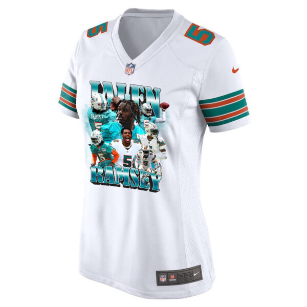 Jalen Ramsey 5 Signed Miami Dolphins Alternate Game Women Jersey - White V2