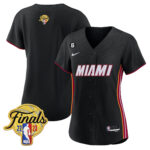 Miami Heat 2023 Finals Patch Baseball Women Jersey - Black
