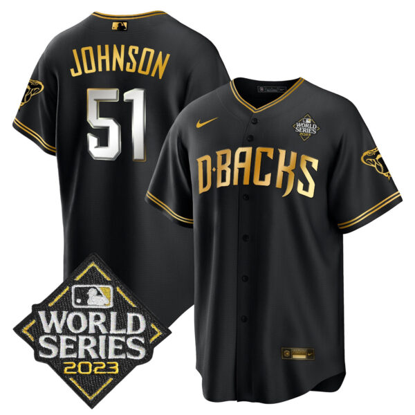 Randy Johnson 51 Arizona Diamondbacks 2023 World Series Men Jersey - Black Limited