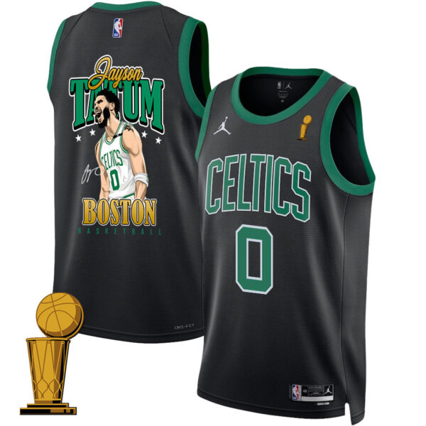 Jayson Tatum 0 Signed Boston Celtics 2024 Statement Edition Jersey - Final Champions Patch - Black