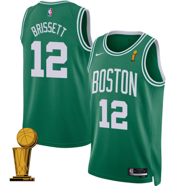 Oshae Brissett 12 Boston Celtics 2024 FINALS CHAMPIONS Jersey - Icon Edition - Kelly Green
