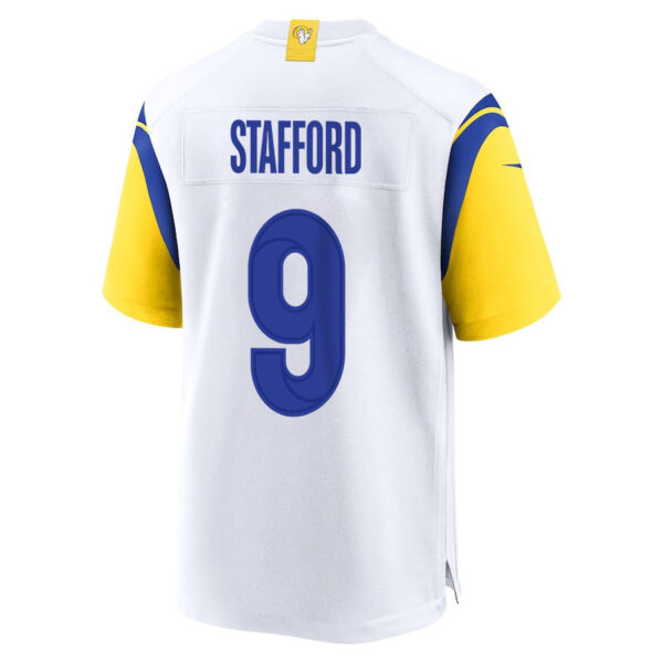 Matthew Stafford 9 Los Angeles Rams 2023 Playoffs Patch Game Men Jersey - White