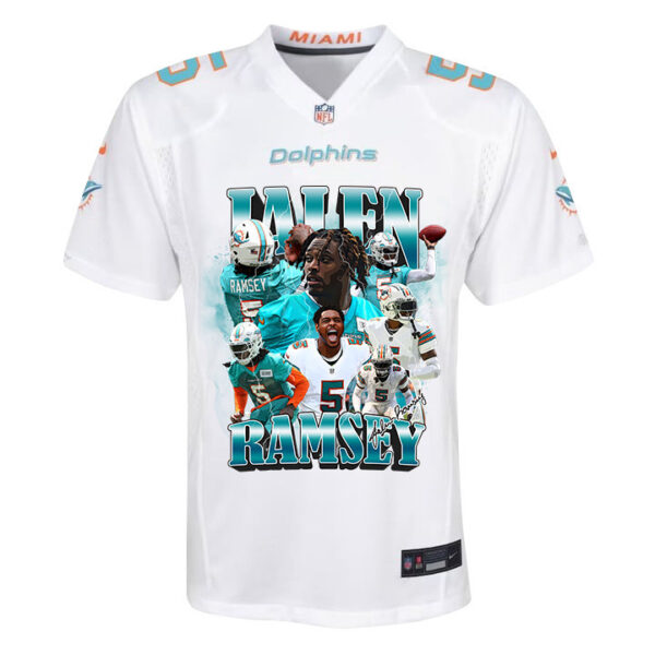 Jalen Ramsey 5 Signed Miami Dolphins Game YOUTH Jersey - White V2