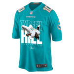 Tyreek Hill 10 Signed Miami Dolphins Cheetah Game Men Jersey - Aqua V2