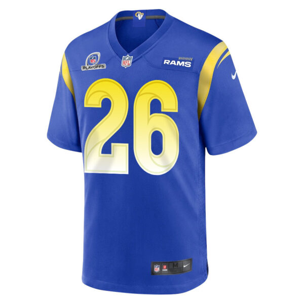 Duke Shelley 26 Los Angeles Rams 2023 Playoffs Patch Game Men Jersey - Royal