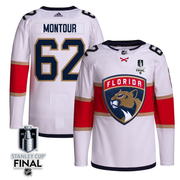 Brandon Montour 62 Florida Panthers 2024 STANLEY CUP Final Away Breakaway Jersey - Men, White