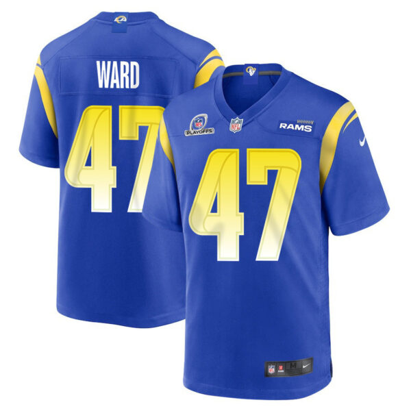 Alex Ward 47 Los Angeles Rams 2023 Playoffs Patch Game Men Jersey - Royal