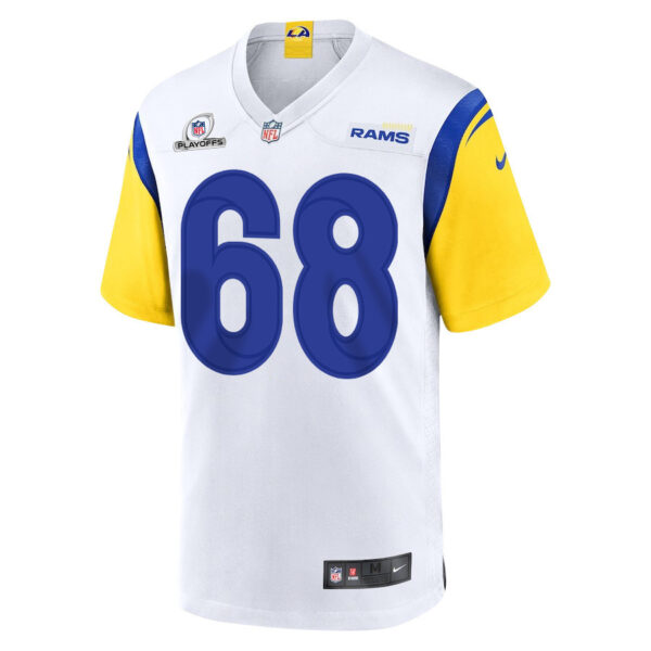 Mike McAllister 68 Los Angeles Rams 2023 Playoffs Patch Game Men Jersey - White