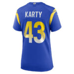 Joshua Karty 43 Los Angeles Rams Game Women Jersey - Royal
