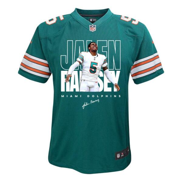 Jalen Ramsey 5 Signed Miami Dolphins Alternate Game YOUTH Jersey - Aqua