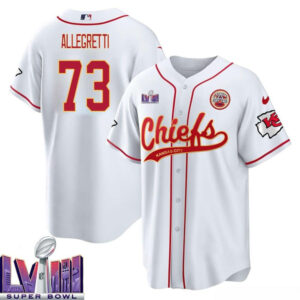 Nick Allegretti 73 Kansas City Chiefs Super Bowl LVIII Baseball Men Jersey - White