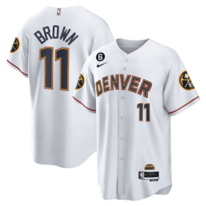 Bruce Brown 11 Denver Nuggets Baseball Men Jersey - White