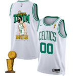 Jayson Tatum 0 Signed Boston Celtics 2024 Swingman Jersey - Final Champions Patch - White