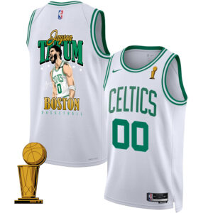 Jayson Tatum 0 Signed Boston Celtics 2024 Swingman Jersey - Final Champions Patch - White