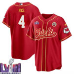 Rashee Rice 4 Kansas City Chiefs Super Bowl LVIII Baseball Men Jersey - Red