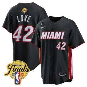 Kevin Love 42 Miami Heat 2023 Finals Patch Baseball Men Jersey - Black