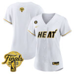 Miami Heat 2023 Finals Baseball Women Jersey - White Gold