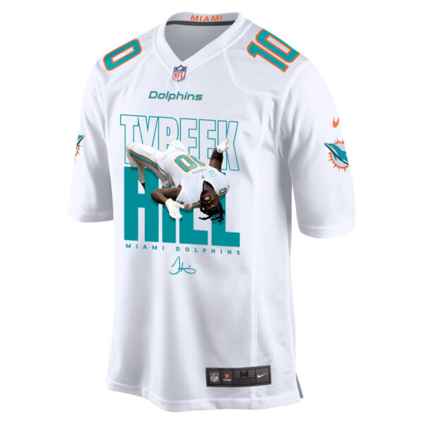 Tyreek Hill 10 Signed Miami Dolphins Cheetah Game Men Jersey - White V2