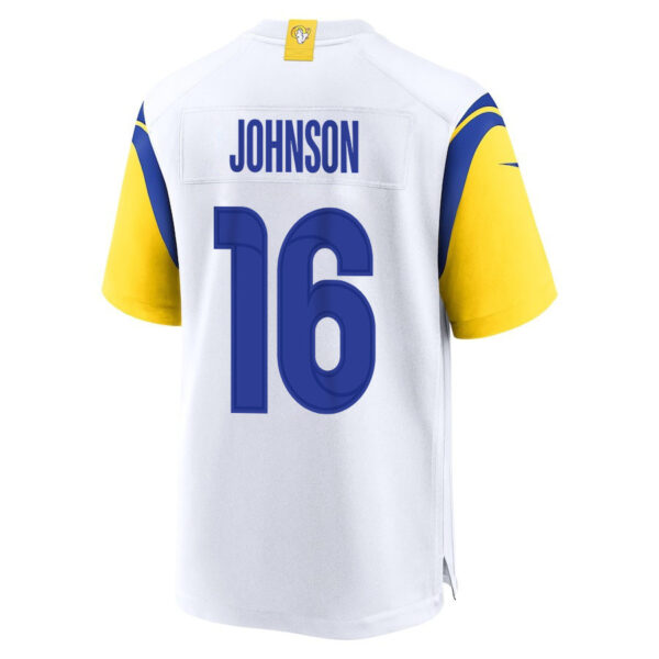 Tyler Johnson 16 Los Angeles Rams 2023 Playoffs Patch Game Men Jersey - White