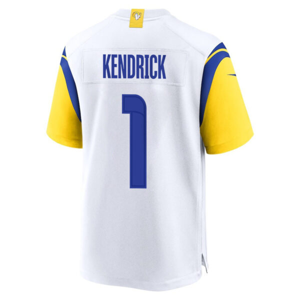 Derion Kendrick 1 Los Angeles Rams 2023 Playoffs Patch Game Men Jersey - White