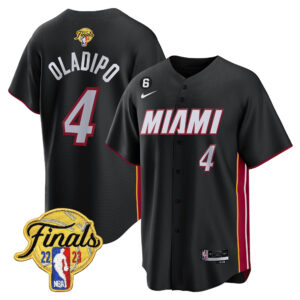 Victor Oladipo 4 Miami Heat 2023 Finals Patch Baseball Men Jersey - Black