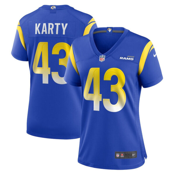 Joshua Karty 43 Los Angeles Rams Game Women Jersey - Royal