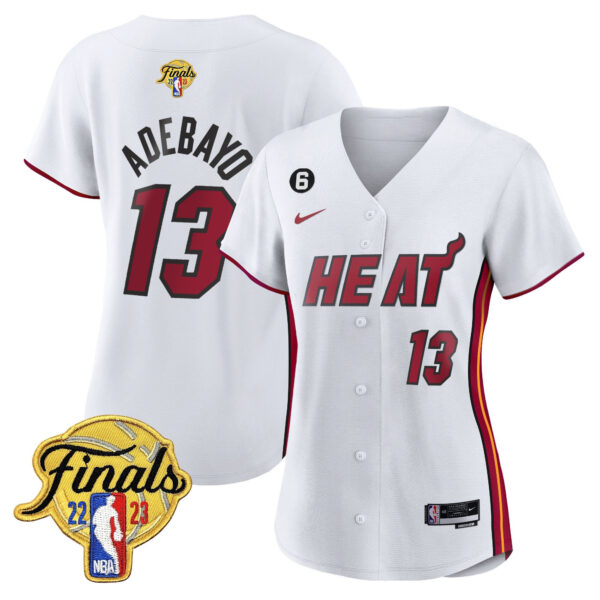 Bam Adebayo 13 Miami Heat 2023 Finals Baseball Women Jersey - Association