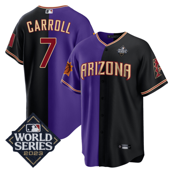 Corbin Carroll 7 Arizona Diamondbacks Phoenix Suns 2023 World Series Stitched Baseball Jersey - Black/Purple