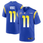 Carson Wentz 11 Los Angeles Rams 2023 Playoffs Patch Game Men Jersey - Royal