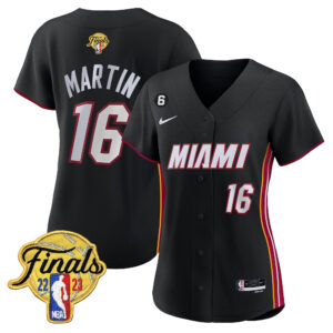 Caleb Martin 16 Miami Heat 2023 Finals Patch Baseball Women Jersey - Black